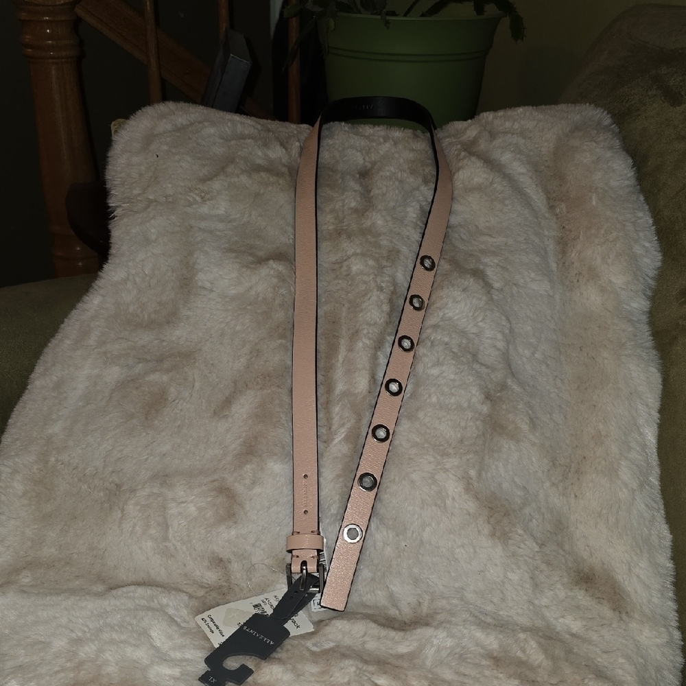NWT All Saints Light Pink Belt with Black and SilverAccents-Size XL